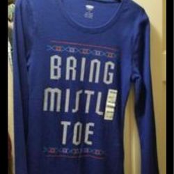 New, Never Worn Women's Old Navy Shirt "Bring Mistletoe" Size Medium