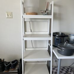 MCM White Leaning Bookcase / Ladder shelf