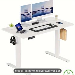 63 Inch Electric Standing Office Desk Height Adjustable Sit Stand up PC Workstation Wood Computer Work Table for Home Bedroom Gaming Room Small Spaces