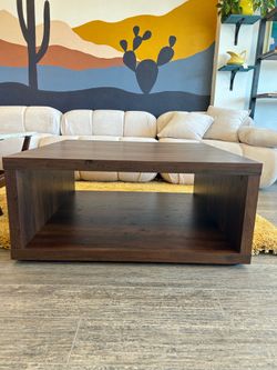 New Square Coffee Table / Open Storage / Dark Wood!