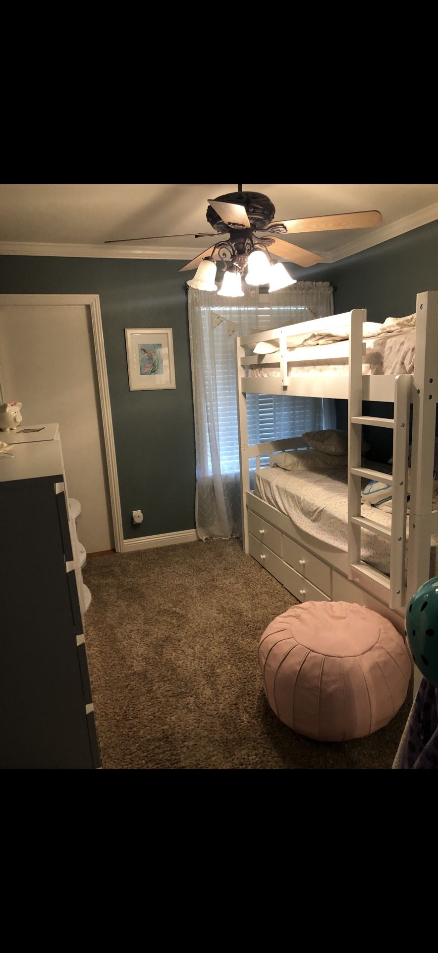 White Bunk Bed w/ Trundle + Storage Drawers – Mattresses Optional