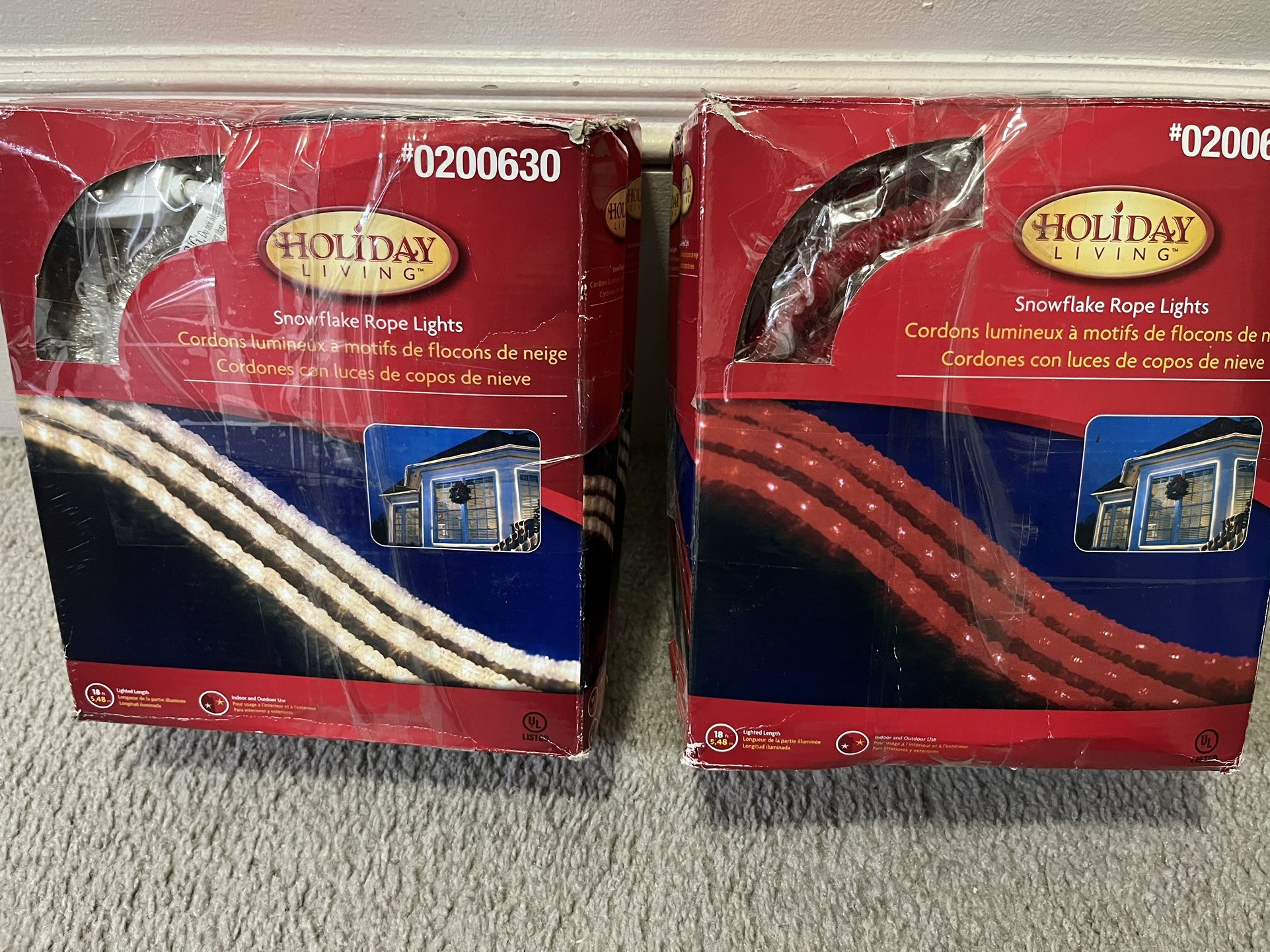 4 boxes Holiday living Snowflake Rope lights 18 feet each