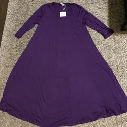 Women's Swing Midi Dress Plus Size 3XL Eggplant Purple