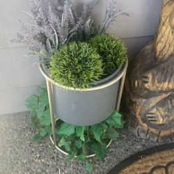 Faux Plants And Plant Stand