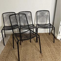 4 Metal Patio Black Chairs