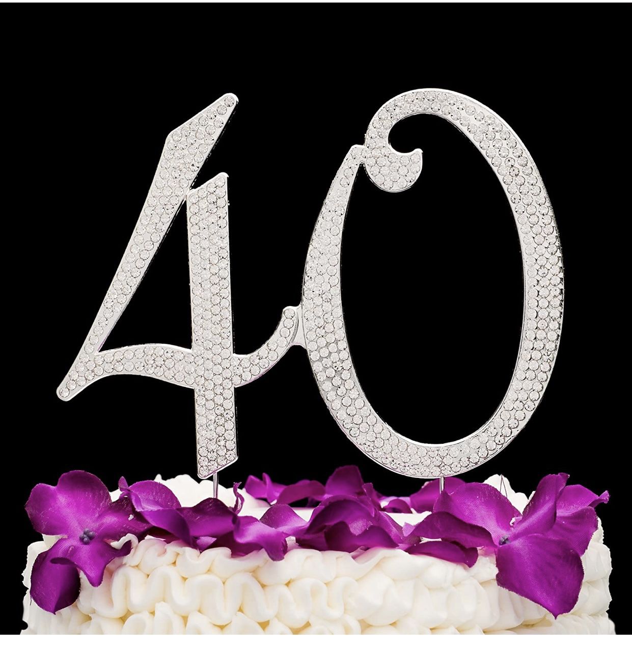 40 Cake Topper for 40th Birthday or Anniversary  (Silver)