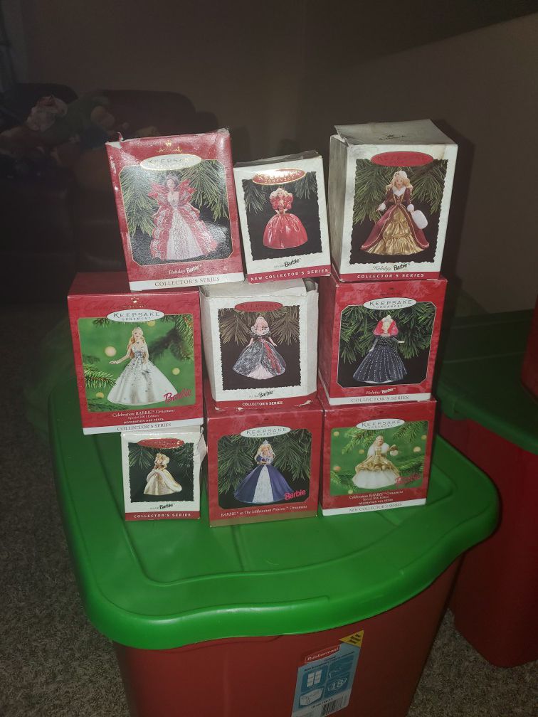 Keepsake Hallmark Ornaments - 9 Holiday Collectible Barbies