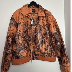 Boohoo Man Orange Bomber Jacket Size XL “NEW”