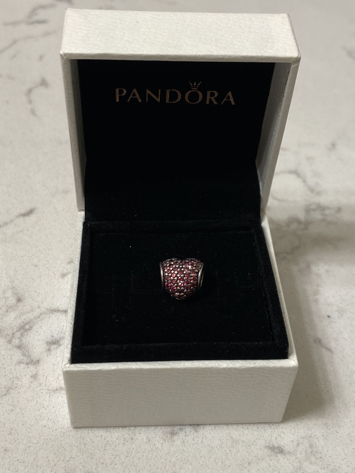 Pandora pink pave heart charm