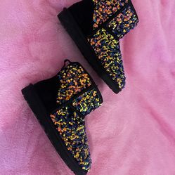 UGG CLASSIC SHORT STELLAR SEQUIN BLACK SPARKLES