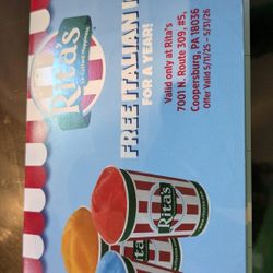 Free Rita's Italian Ice for One Year in Coopersburg - $200+ value