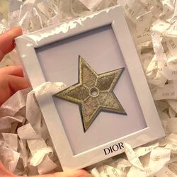 ☆Brand NEW☆IMPORTED☆ Christian Dior CD Gold Star Embroidery Brooch Pin Badge Limited JAPAN (Purse Bag Wallet Shoes Heels Golden)