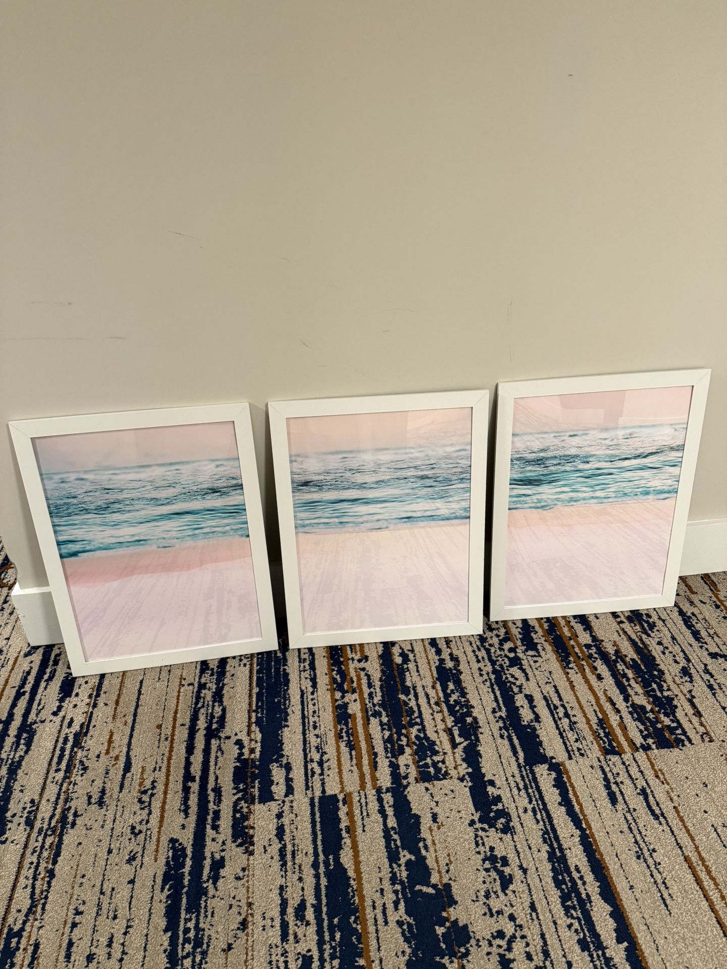 Sand and Ocean framed pics-3 count 21 by 27 inch