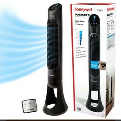 Honeywell 40" Black Quiet Set Oscillating Tower Fan, 30ft Air Circulation Power, 5 Speed, Auto Off Timer, HYF260B