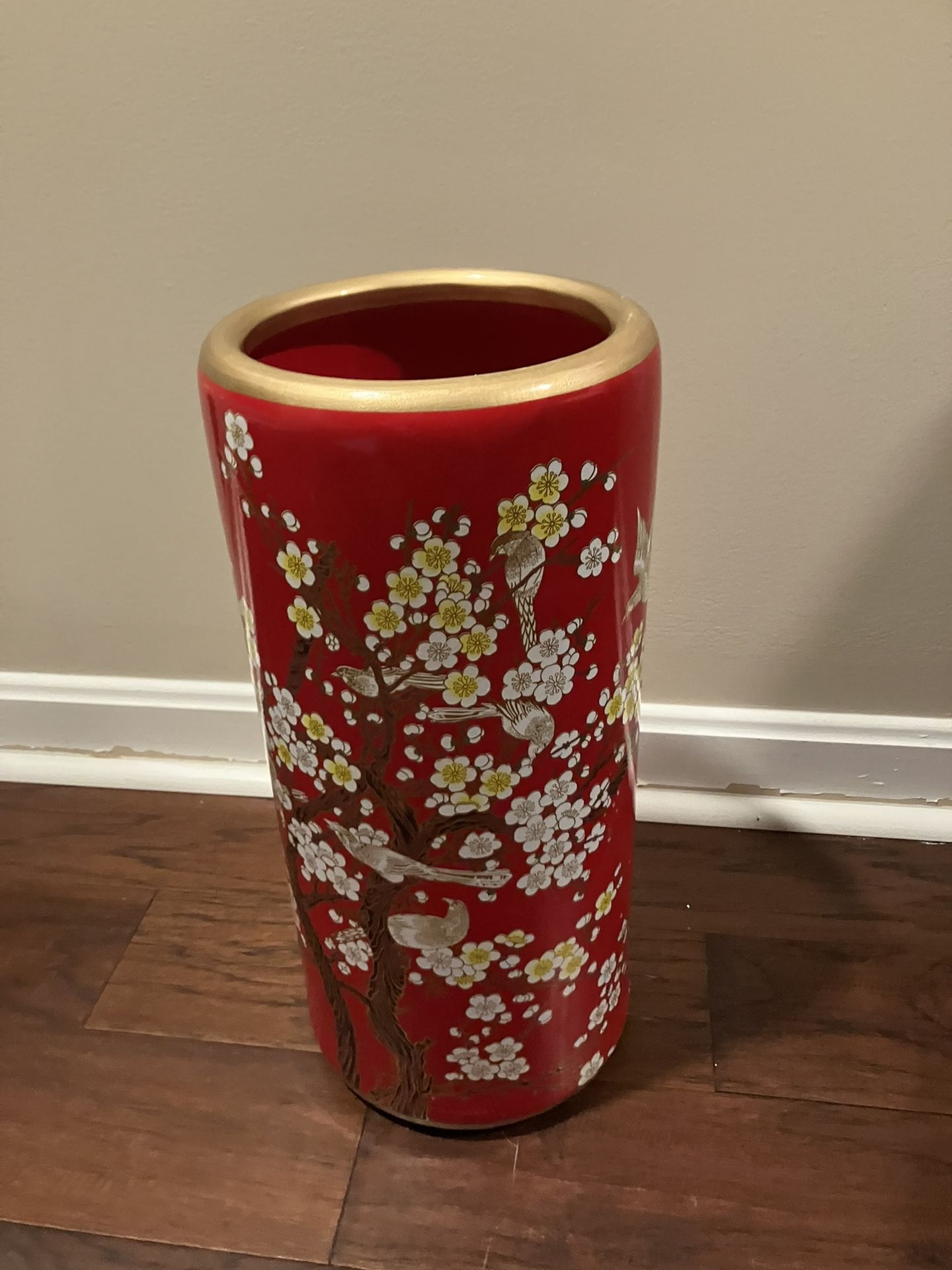 Hand Made Gorgeous 17 Inch Tall Vase Or Umbrella Stand Very Heavy Sturdy