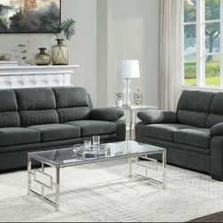 Holleman Darkgrey Sofa and Loveseat

