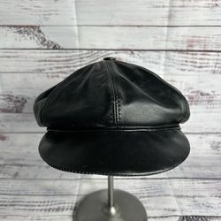 Vera Pelle Black Leather Cap Hat