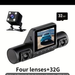 VAVUPO 4-Channel Dash Cam with Night Vision, 1080P Full HD Front & Rear Video Recorder, 24/7 Parking Monitor, Loop Recording, Emergency Lock, 150mAh B