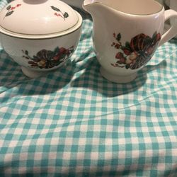 William James Fine Stoneware Covered Sugar Bowl And Creamer