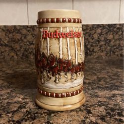 1981 BUDWEISER HOLIDAY BEER STEIN / MUG - Snowy Woodlands CS-50