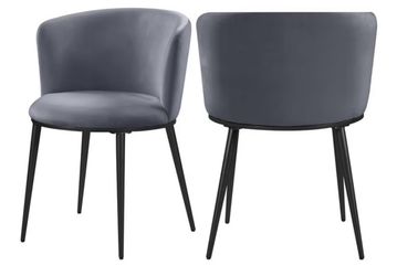 Juego de 4 Sillas Modernas de Comedor – Terciopelo Gris & Patas Negro Mate