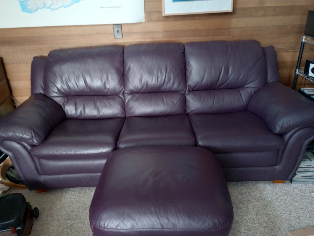 Leather Couch And Ottoman