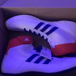 Adidas Wrestling Shoes, White/blu N Orange 
