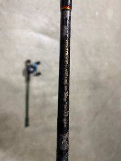 6’5 1.5pc vertical jig rod, 300 reel and 20 jigs