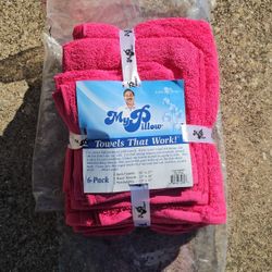 My Pillow 6 Piece Set Cotton Bath, Hand, Washcloth Towel Set pink NEW