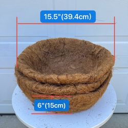 Three 15.5" coconut coir hanging flower pot bottom pads
