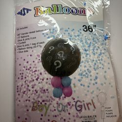 Gender Reveal Balloon 36 Inch Boy Or Girl Confeti 