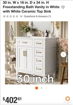 30-Inch Freestanding Bath Vanity with Ceramic Sink