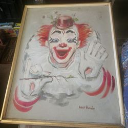 Great Mid-Century Framed Cown Painting Signed