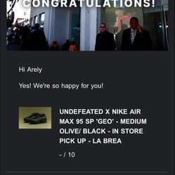 UNDEFEATED X NIKE AIR MAX 95 SP 'GEO' - MEDIUM OLIVE/ BLACK Size 10