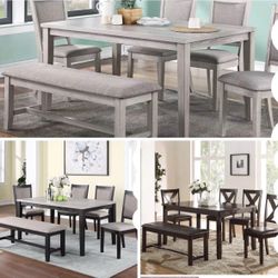 Dining Table Set With Chairs And Bench 