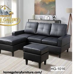 Mini Sectional Sofa Couch,and Ottoman with Faux Leather Fabric Small Sectional Sofa Set for Living Room,