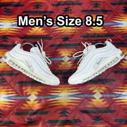 Nike Air Max 97 921826-101 Athletic Sneaker White Men's Size 8.5 Lace Up Low Top