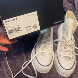 white converse platform
