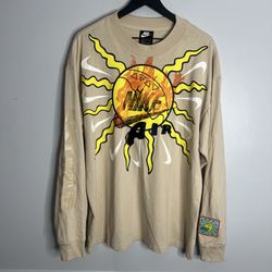 Nike Air Uptempo Travis Scott Long Sleeve T Shirt Mens Large Beige Elements