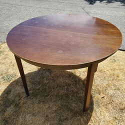 Round Wood Table + Leaf Extension