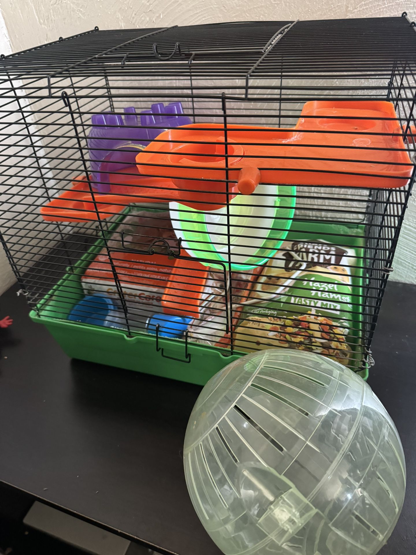 Hamster Cage ,food, Treats, bedding,ball,wheel, Igloo