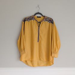 Limelight Brand Women's Textured Embroidered Blouse Tunic Kurti, Medium