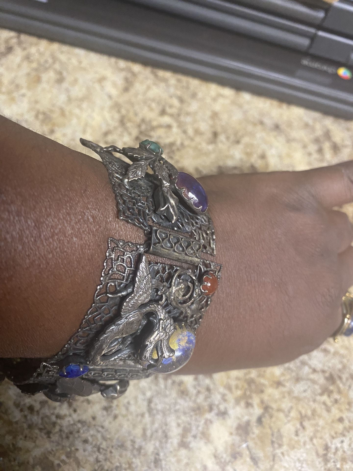 Sterling Silver Dragons Egg Bracelet With Unique Clasp