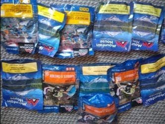 Freeze dried food Mountain House camping Backpacking hiking emergency supply dehydrated ultralight space meals big Agnes MSR Nemo Osprey MRE