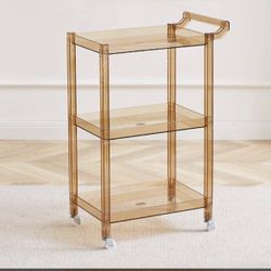 Acrylic Bar Cart/Tea Cart on Wheels - Brown/tan