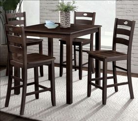 Brand New Espresso 5pc Counter Height Dining Table Set