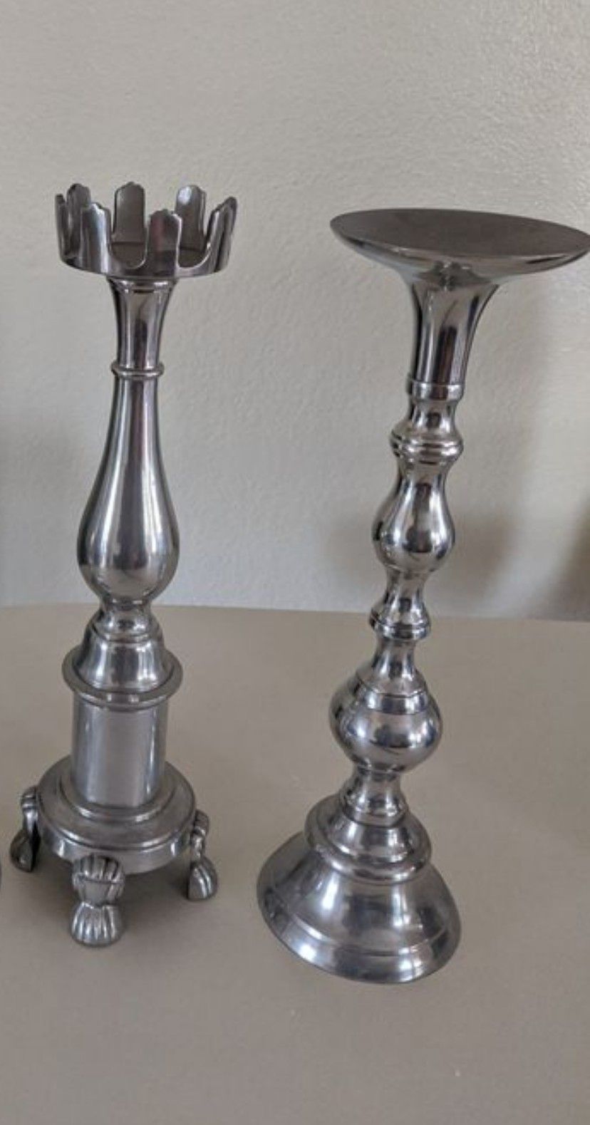 17" Silver Candle Holders, Pillar Holder