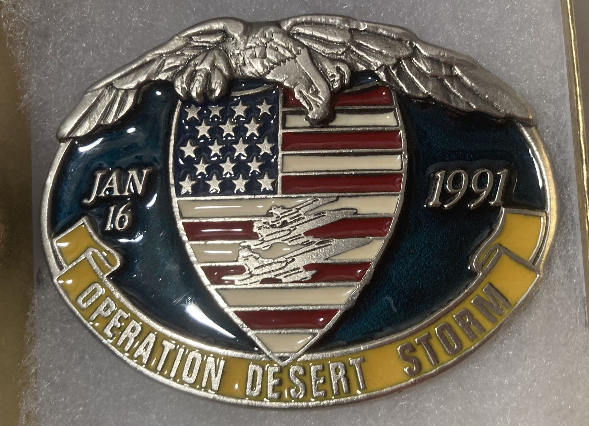 Vintage 1991 Belt Buckle Operation Desert Storm 