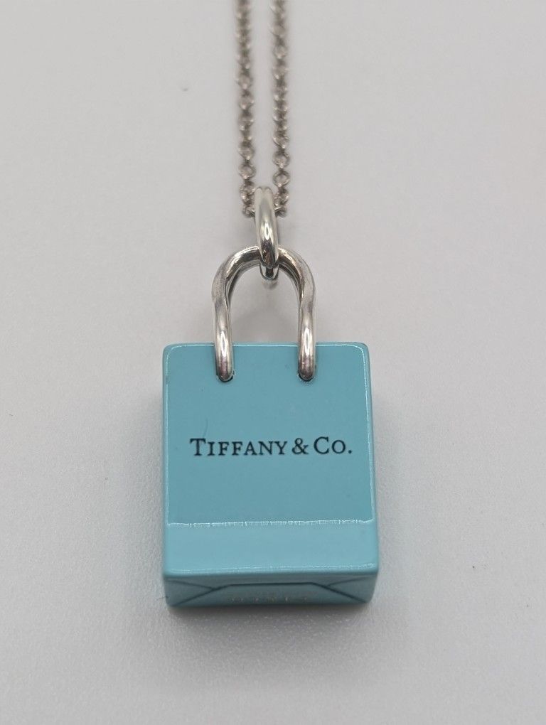 Sterling Tiffany & Co. Shopping Bag Charm Pendant Necklace