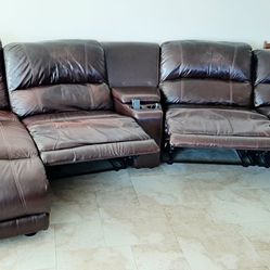 Room Place Leather Sectional Recliner Sofa - Best Offer